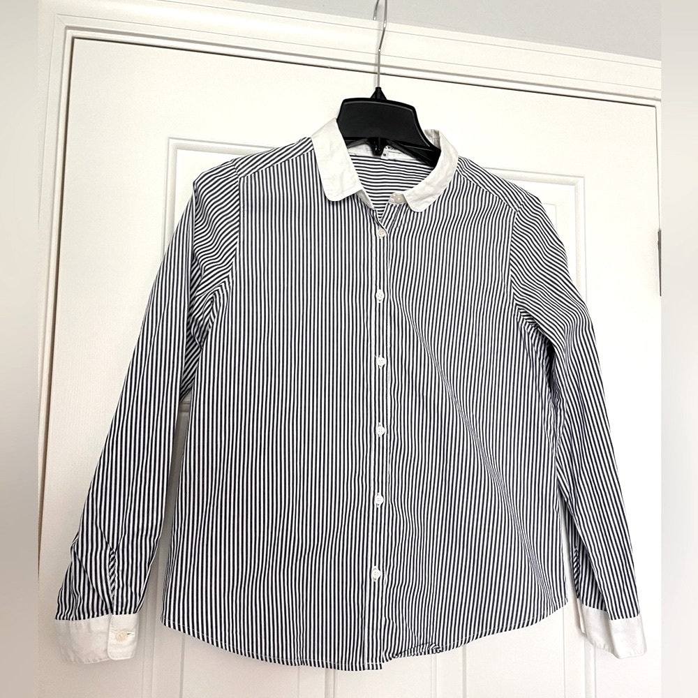 Like new Japan cotton striped shirt with round collar